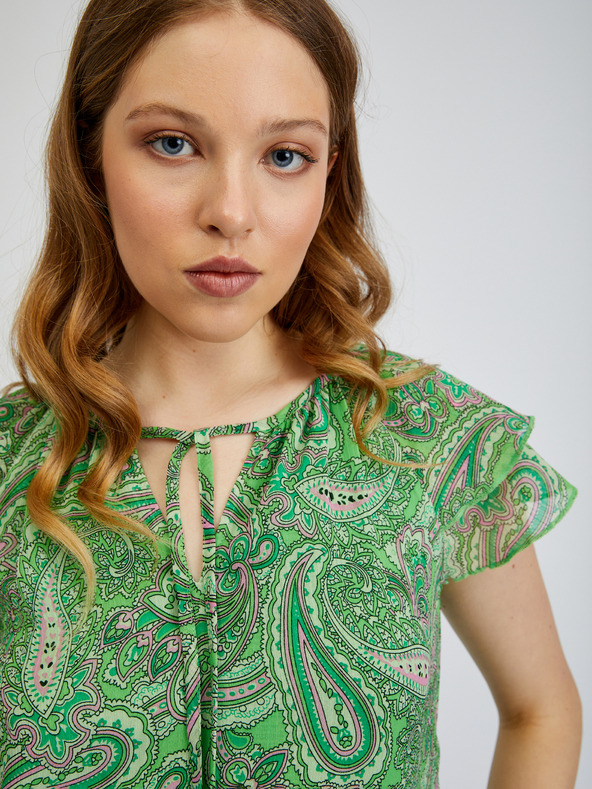 Orsay Grüne gemusterte Damenbluse ORSAY