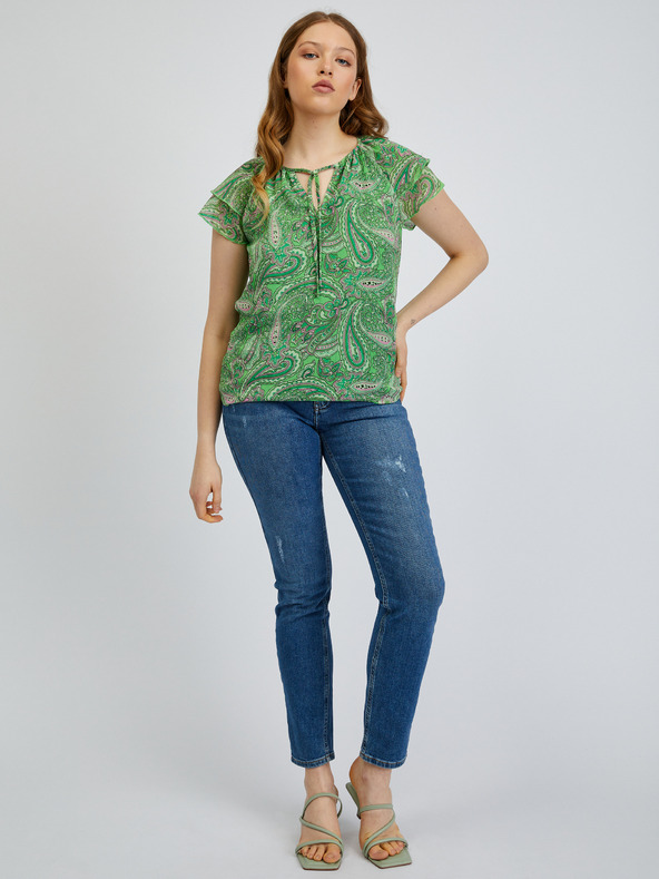 Orsay Grüne gemusterte Damenbluse ORSAY