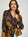 Orsay Braun-schwarze Damen-Satinbluse mit Blumenmuster ORSAY