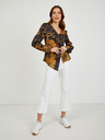 Orsay Braun-schwarze Damen-Satinbluse mit Blumenmuster ORSAY