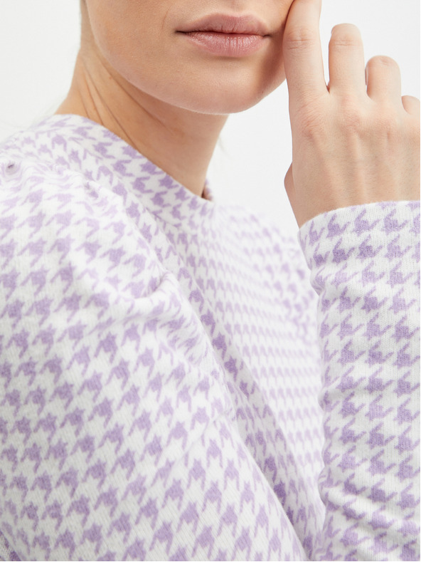 Orsay Hellvioletter leichter Damen Pullover mit Karomuster ORSAY