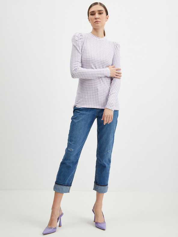 Orsay Hellvioletter leichter Damen Pullover mit Karomuster ORSAY