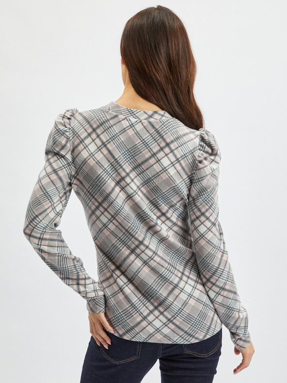 Orsay Rosa und grauer Damen-Karo-Pullover ORSAY