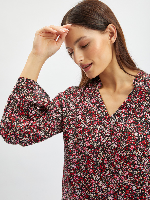 Orsay Burgunderfarbene Damenbluse mit Blumenmuster ORSAY