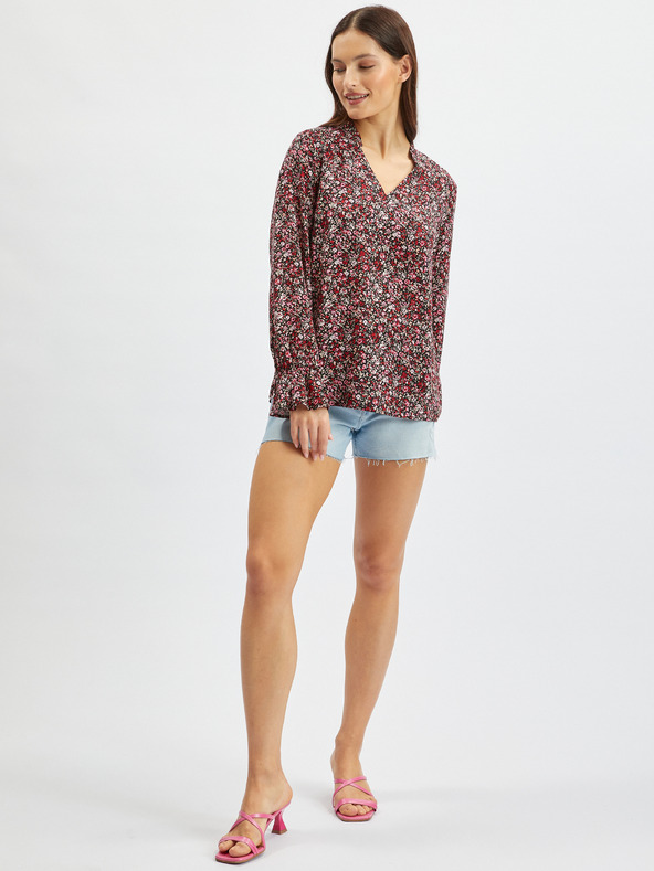 Orsay Burgunderfarbene Damenbluse mit Blumenmuster ORSAY