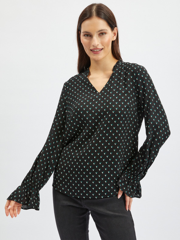 Orsay Schwarze gemusterte Damenbluse ORSAY