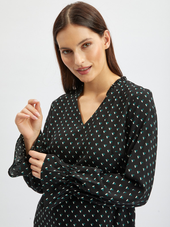 Orsay Schwarze gemusterte Damenbluse ORSAY