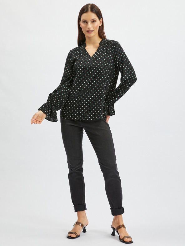 Orsay Schwarze gemusterte Damenbluse ORSAY