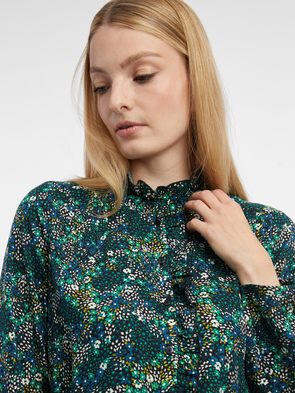 Orsay Dunkelgrüne geblümte Damenbluse ORSAY