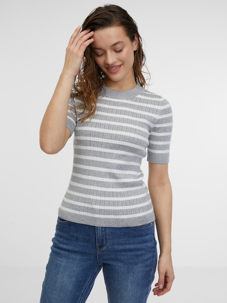 Orsay Hellgraues gestreiftes Damen-Strick-Top ORSAY