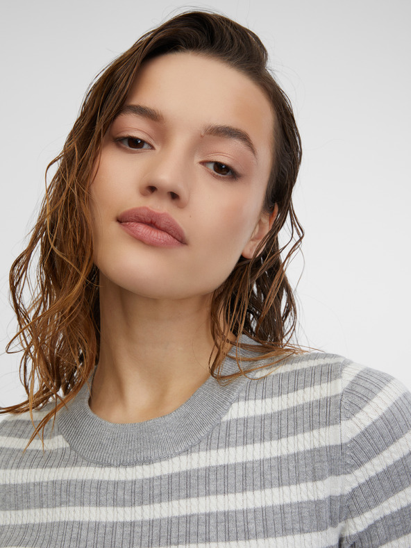 Orsay Hellgraues gestreiftes Damen-Strick-Top ORSAY