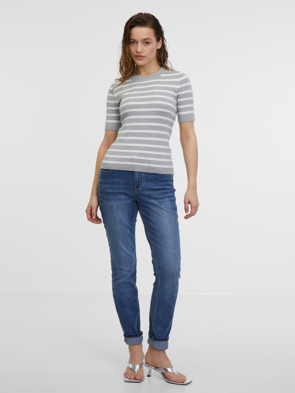 Orsay Hellgraues gestreiftes Damen-Strick-Top ORSAY