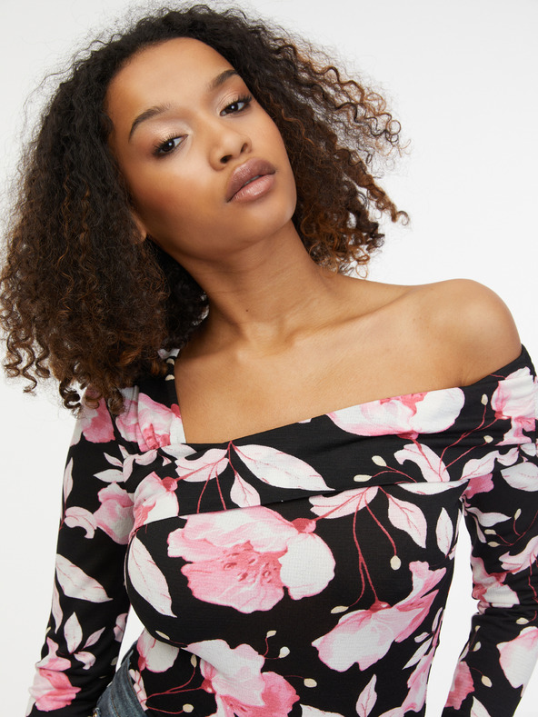 Orsay Rosa und schwarzes Damen-Blumen-Top ORSAY