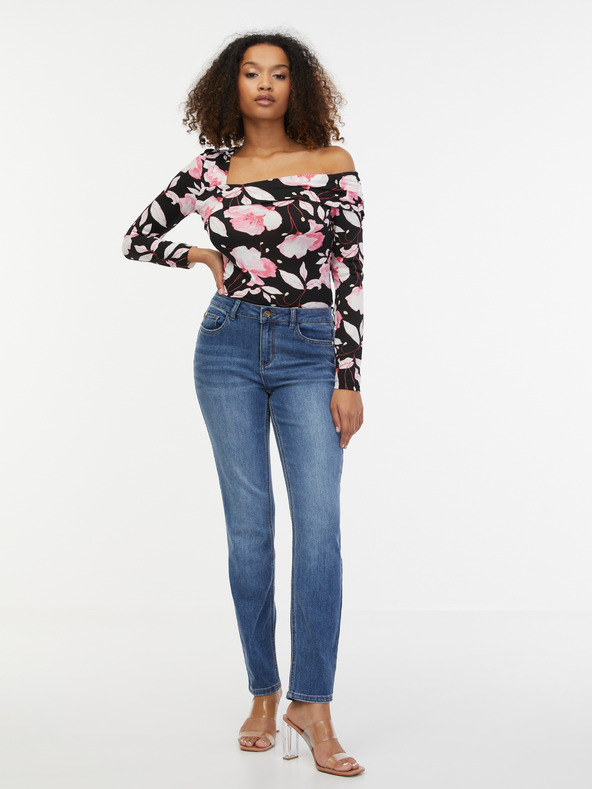 Orsay Rosa und schwarzes Damen-Blumen-Top ORSAY