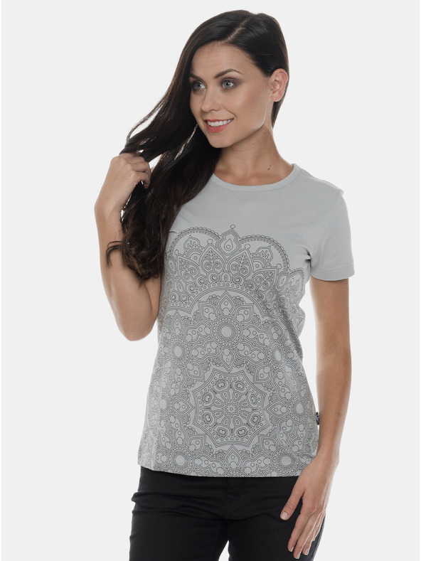 Sam 73 Hellgraues Damen T-Shirt mit Aufdruck SAM 73
