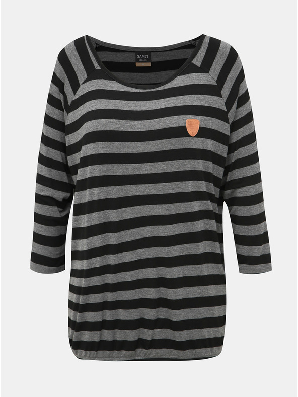 Sam 73 Schwarz-graues gestreiftes Damen-T-Shirt SAM 73