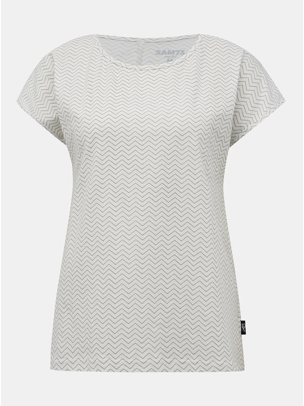 Sam 73 Weißes gemustertes Damen-T-Shirt SAM 73