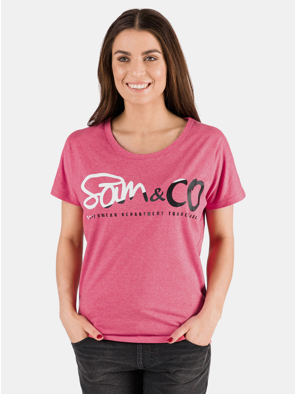 Sam 73 Rosa bedrucktes Damen-T-Shirt SAM 73