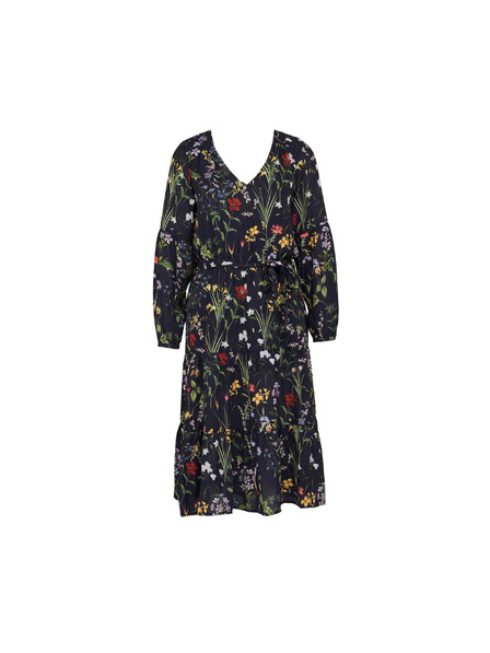 CAMAIEU Dunkelgrünes Blumenkleid
