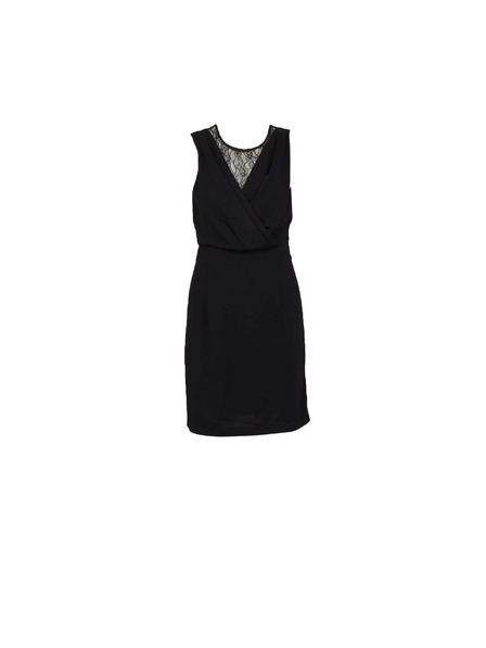 CAMAIEU Schwarzes kurzes Kleid mit Spitzenrücken