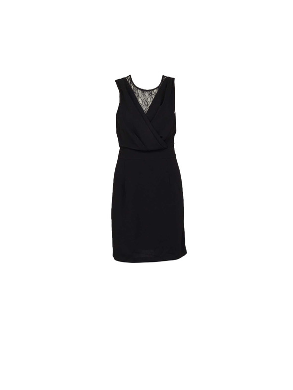CAMAIEU Schwarzes kurzes Kleid mit Spitzenrücken