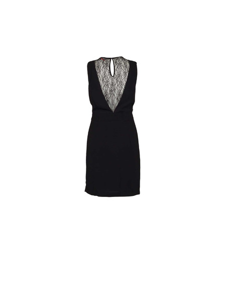 CAMAIEU Schwarzes kurzes Kleid mit Spitzenrücken