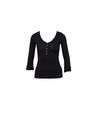 CAMAIEU Schwarzes T-Shirt mit Knöpfen CAMAIEU