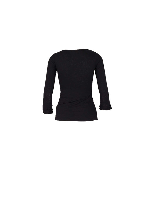 CAMAIEU Schwarzes T-Shirt mit Knöpfen CAMAIEU