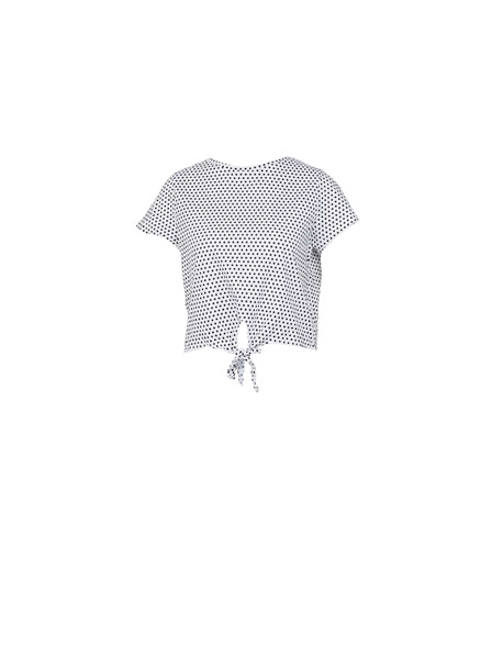 CAMAIEU Weißes gemustertes T-Shirt mit Knoten