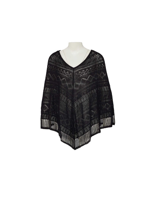 CAMAIEU Schwarzes transparentes Poncho CAMAIEU