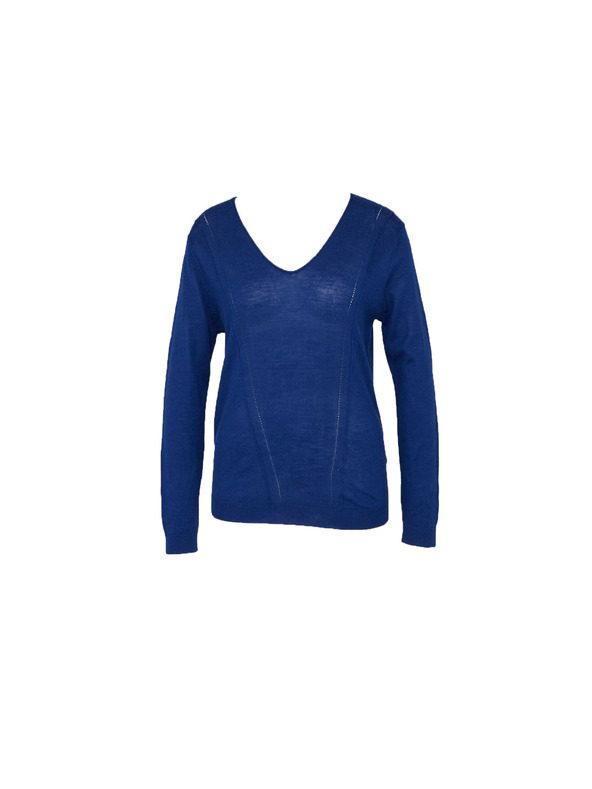 CAMAIEU Blauer Woll-Basic-Pullover CAMAIEU
