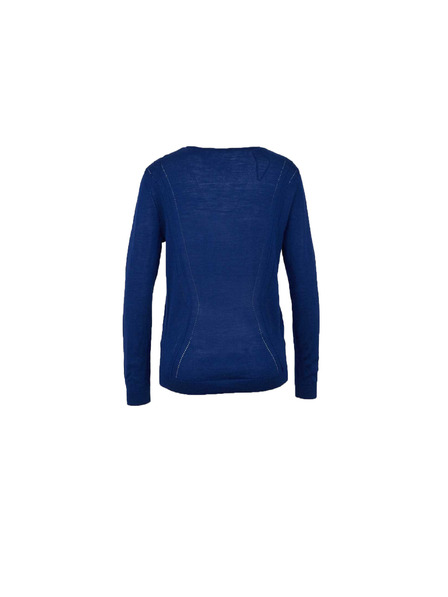 CAMAIEU Blauer Woll-Basic-Pullover CAMAIEU
