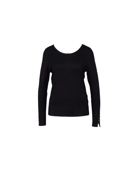 CAMAIEU Schwarzer Pullover mit Knöpfen am Ärmel