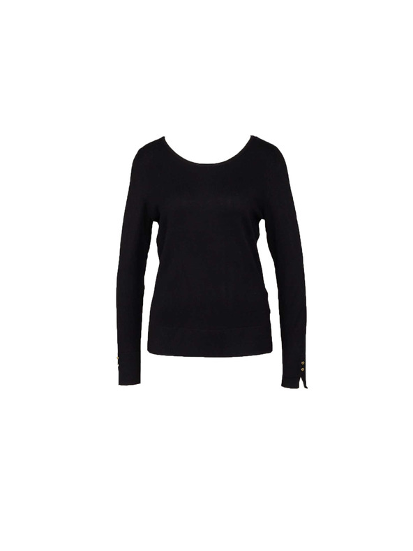 CAMAIEU Schwarzer Pullover mit Knöpfen am Ärmel