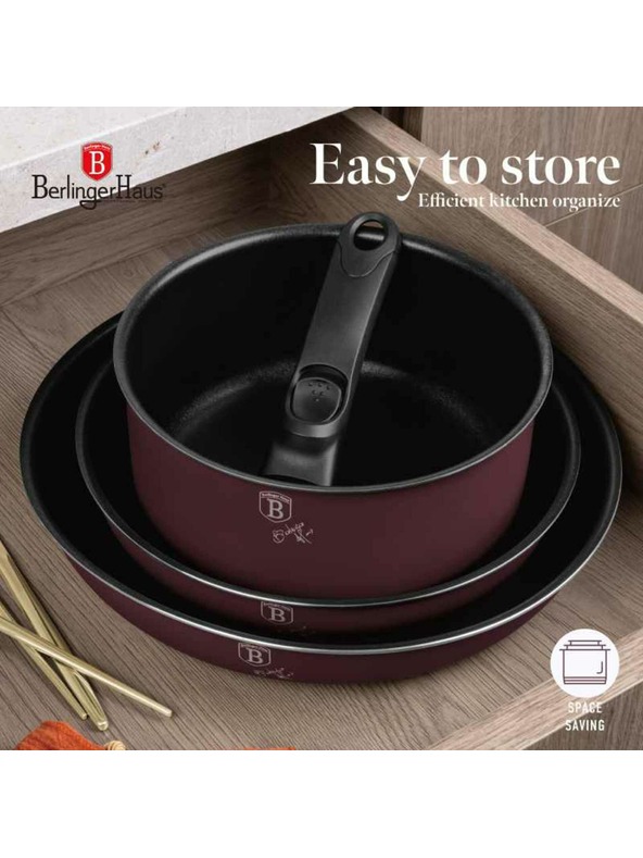 Berlingerhaus 9-teiliges Kochgeschirr-Set mit abnehmbarem Griff Leonardo Collection BERLINGERHAUS