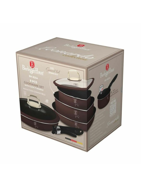 Berlingerhaus 9-teiliges Kochgeschirr-Set mit abnehmbarem Griff Leonardo Collection BERLINGERHAUS