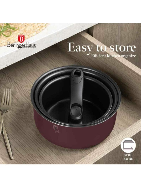 Berlingerhaus 12-teiliges Kochgeschirr-Set mit abnehmbarem Griff Leonardo Collection BERLINGERHAUS