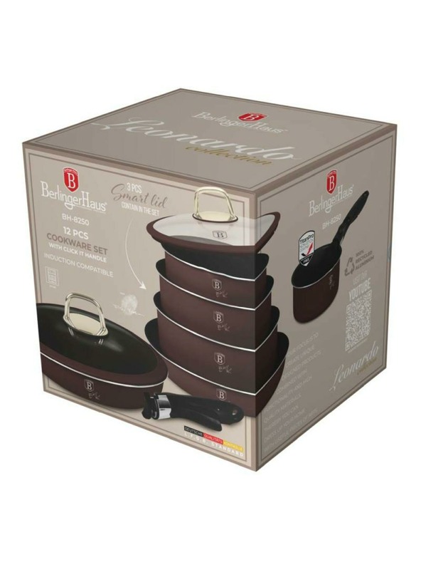 Berlingerhaus 12-teiliges Kochgeschirr-Set mit abnehmbarem Griff Leonardo Collection BERLINGERHAUS