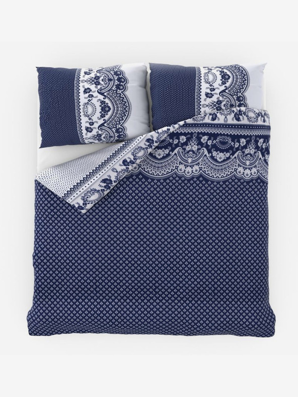 Kvalitex Französische Baumwollbettwäsche Standard Canzone blau 240x220, 70x90cm Kvalitex