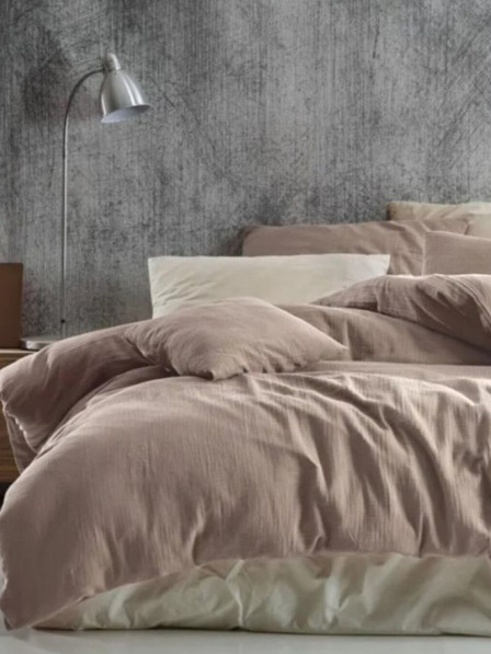 Kvalitex Französische Musselin-Bettwäsche 220x200, 70x90cm beige Kvalitex