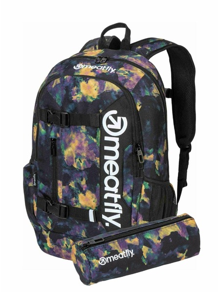 Meatfly Meatfly Rucksack Basejumper Dark Aquarel 22 L + Federtasche | Volumen 22 L
