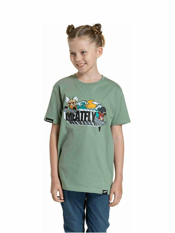Meatfly Meatfly Kinder-T-Shirt Skejters Olive | Grün