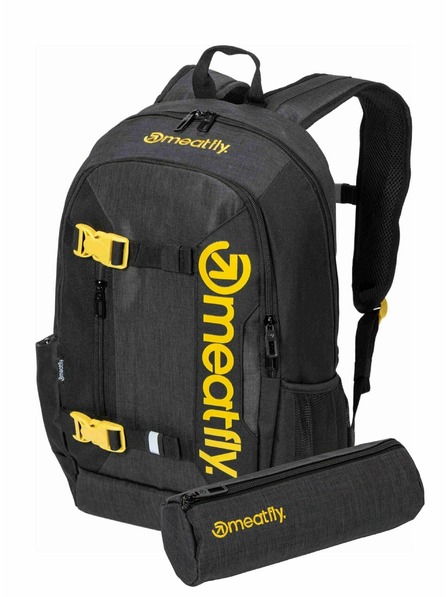 Meatfly Meatfly Rucksack Basejumper Schwarz / Anthrazit Meliert 22 L + MÄPPCHEN GRATIS | Schwarz | Volumen 22 L
