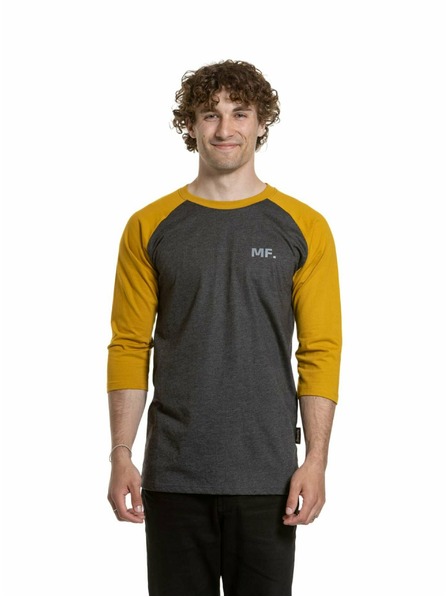 Meatfly Meatfly Herren-Langarmshirt Kennedy Raglan Charcoal Heather / Senf | Grau