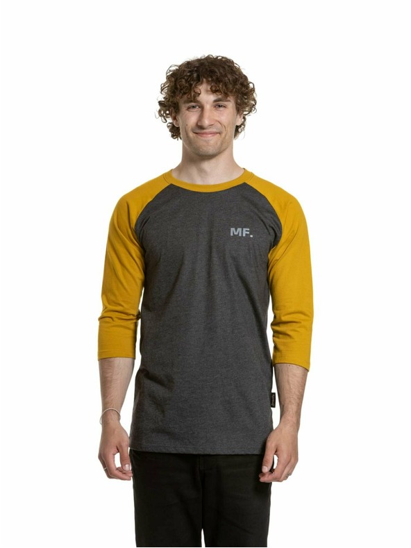 Meatfly Meatfly Herren-Langarmshirt Kennedy Raglan Charcoal Heather / Senf | Grau