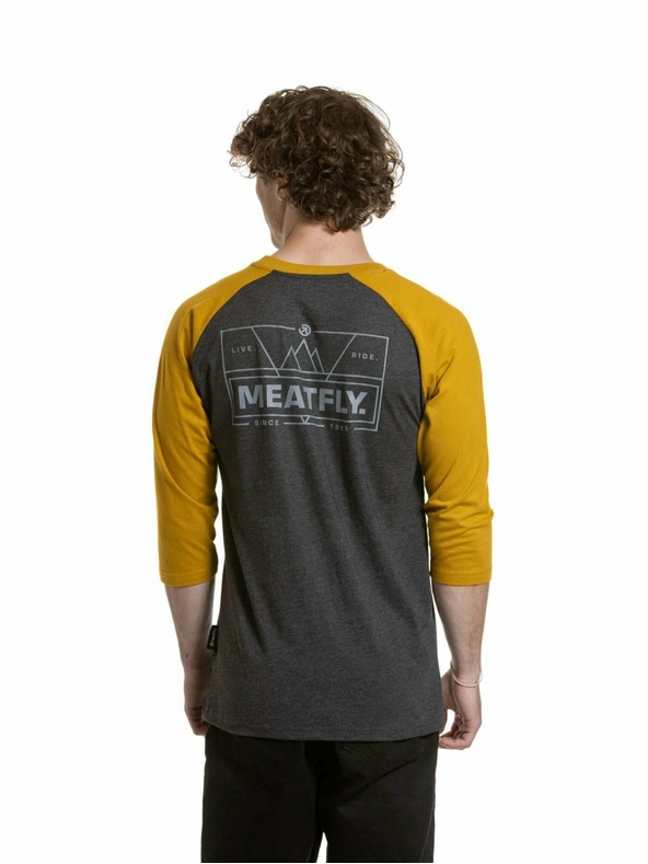 Meatfly Meatfly Herren-Langarmshirt Kennedy Raglan Charcoal Heather / Senf | Grau