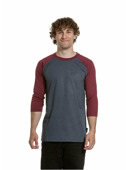 Meatfly Meatfly Herren-Langarmshirt Kennedy Raglan Navy Heather / Dark Wine | Rot