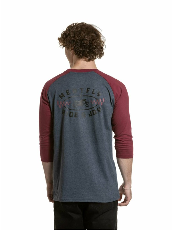 Meatfly Meatfly Herren-Langarmshirt Kennedy Raglan Navy Heather / Dark Wine | Rot