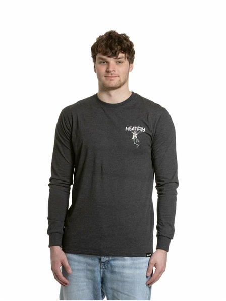 Meatfly Meatfly Herren-Langarmshirt Julien Charcoal Heather Skeleton | Grau