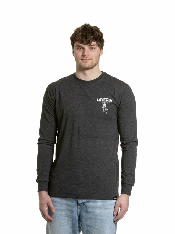 Meatfly Meatfly Herren-Langarmshirt Julien Charcoal Heather Skeleton | Grau